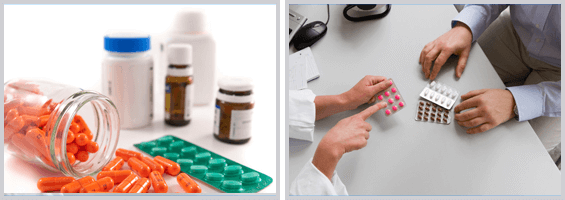 Farmacia González Lastra medicamentos y persona entregando medicamentos